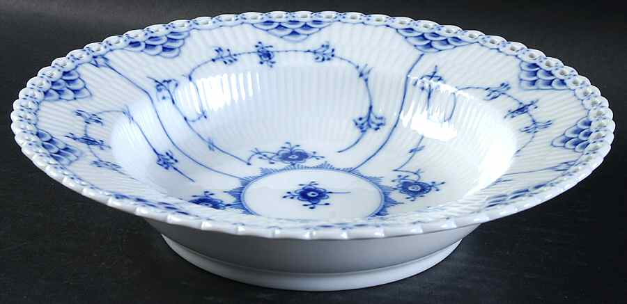 Blue Fluted Full Lace (No Trim) Large Rim Soup Bowl by Royal Copenhagen-1