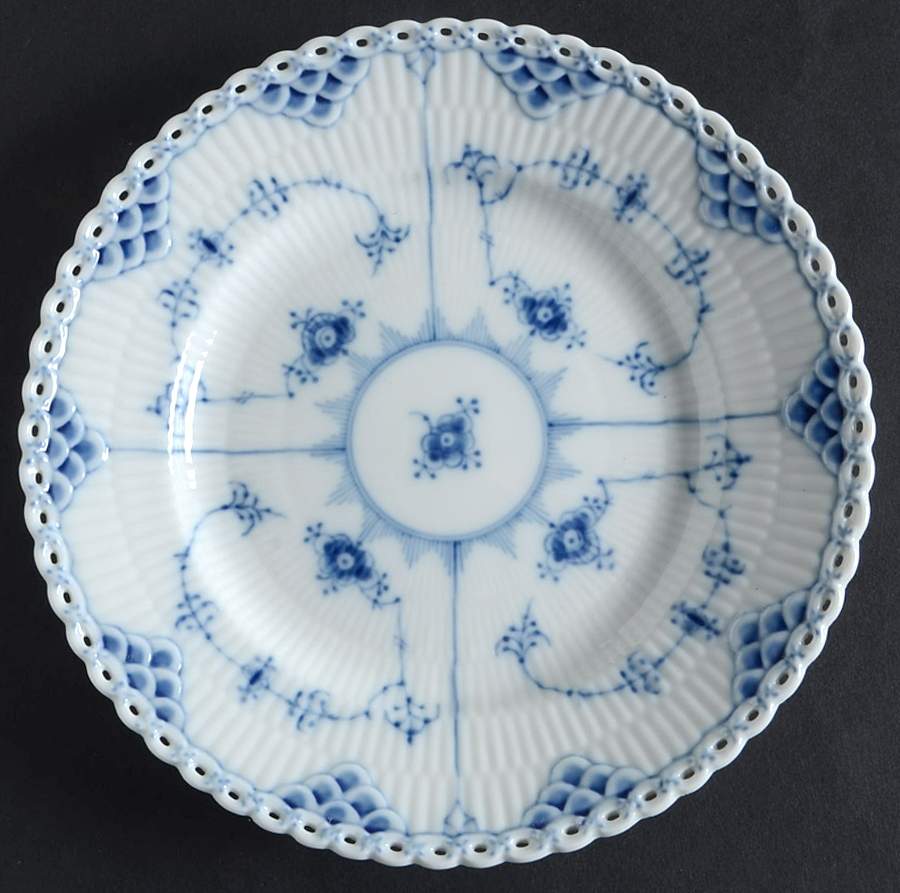 Blue Fluted Full Lace (No Trim) Dessert/Pie Plate by Royal Copenhagen-1