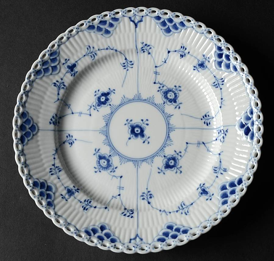 Blue Fluted Full Lace (No Trim) Salad Plate by Royal Copenhagen-1