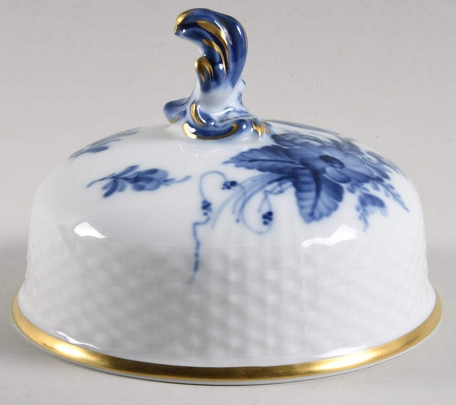Blue Flowers (Curved, Gold) Lid for Large Covered Vase by Royal Copenhagen-1