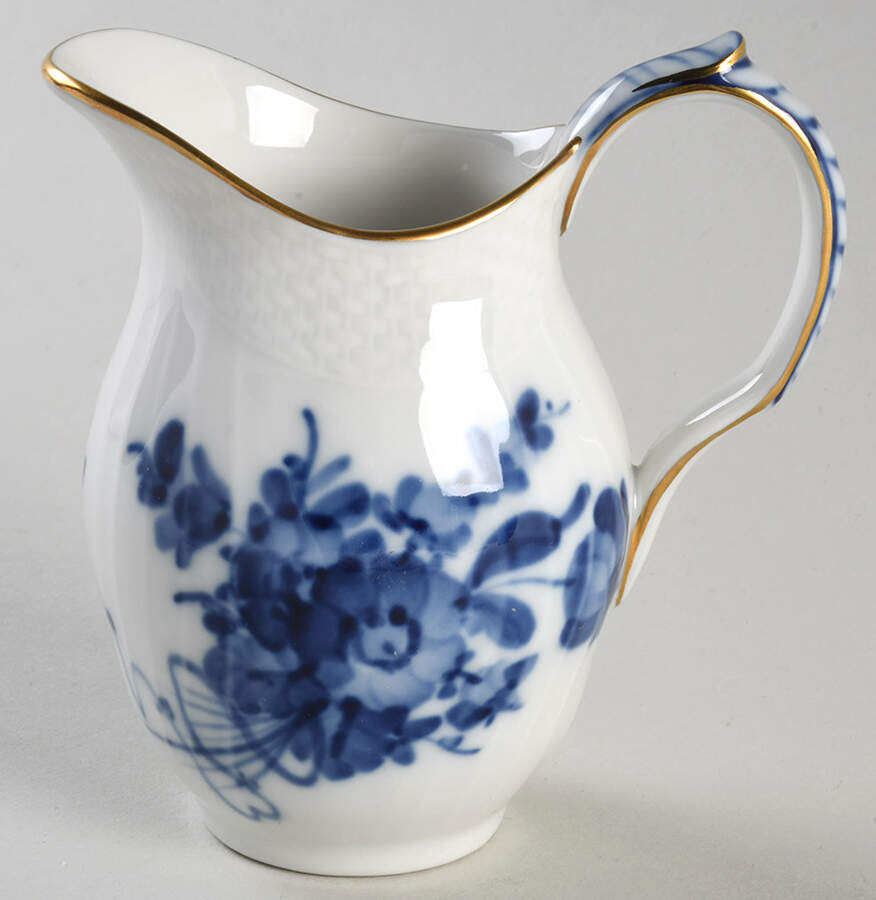 Blue Flowers (Curved, Gold) Creamer by Royal Copenhagen-1