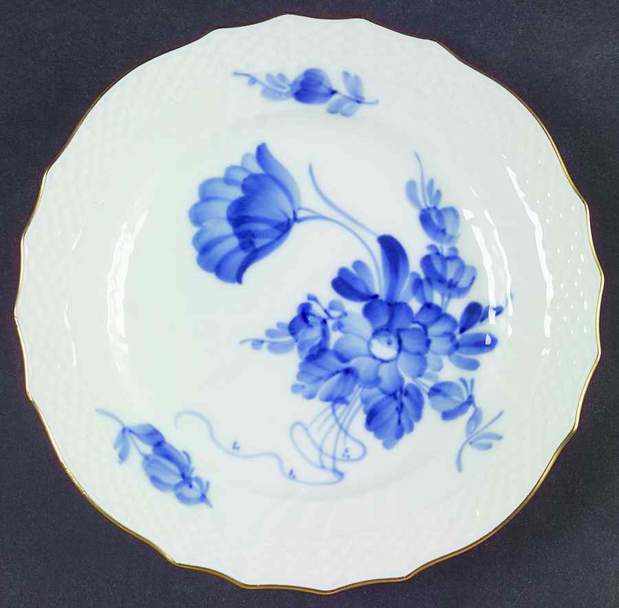 Blue Flowers (Curved, Gold) Bread & Butter Plate by Royal Copenhagen-1