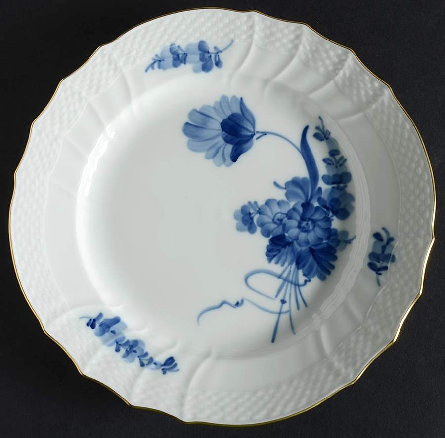 Blue Flowers (Curved, Gold) Luncheon Plate by Royal Copenhagen-1
