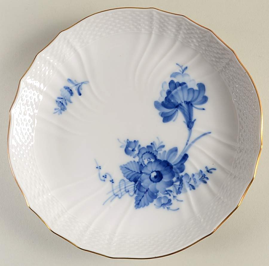 Blue Flowers (Curved, Gold) Coupe Salad Plate by Royal Copenhagen-1