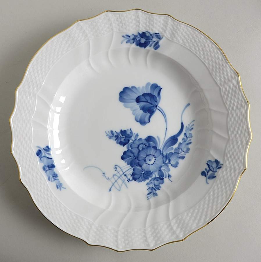 Blue Flowers (Curved, Gold) Dinner Plate by Royal Copenhagen-1