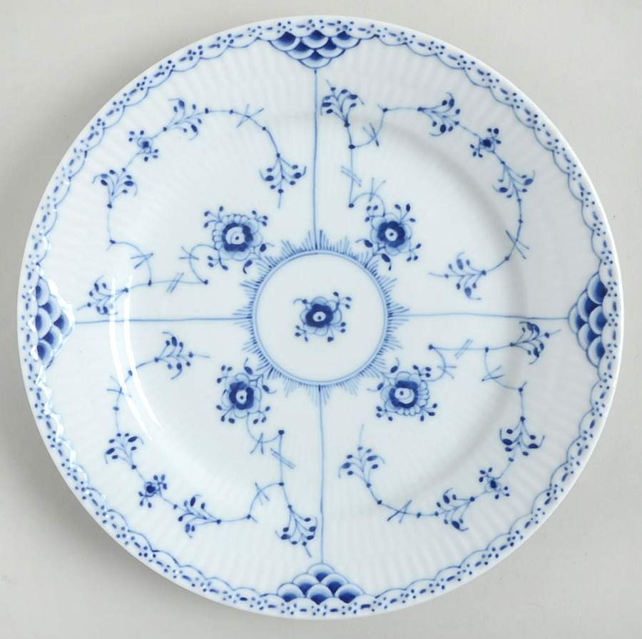 Blue Fluted Half Lace Border (No Trim) Salad/Dessert Plate by Royal Copenhagen-1