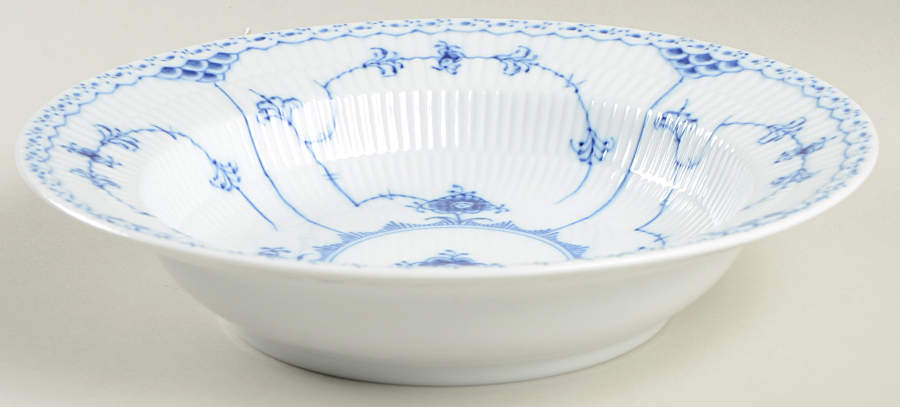 Blue Fluted Half Lace Border (No Trim) Rim Soup Bowl by Royal Copenhagen-1