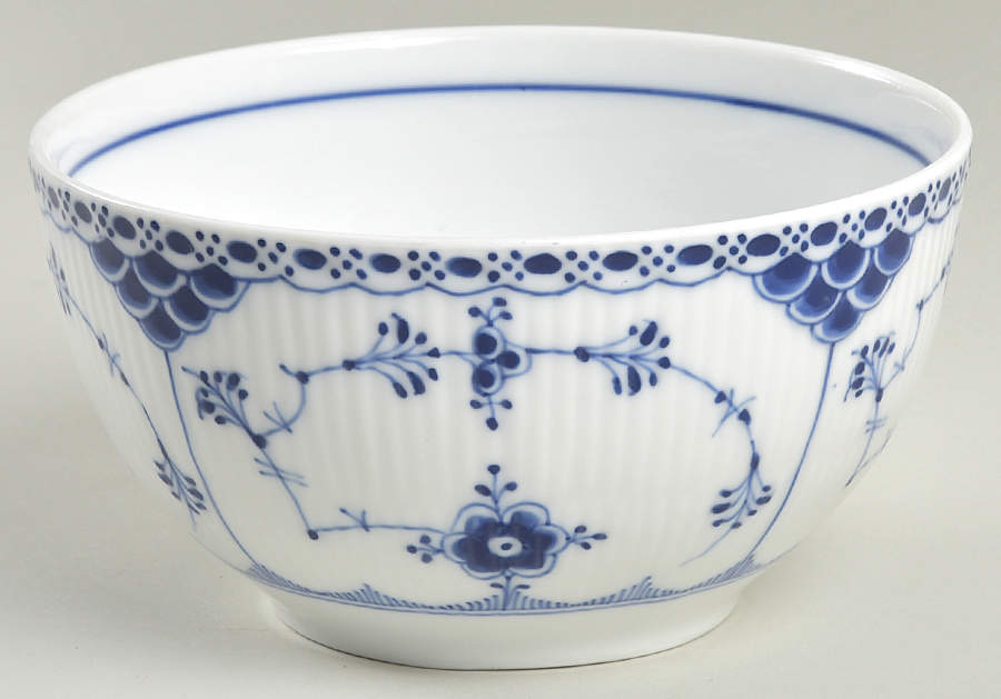Blue Fluted Half Lace Border (No Trim) Cranberry Bowl by Royal Copenhagen-1