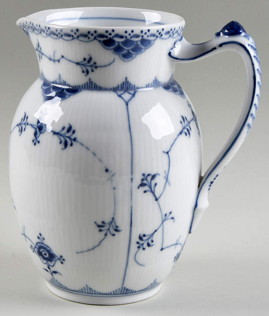 Blue Fluted Half Lace Border (No Trim) 40 Oz Pitcher by Royal Copenhagen-1