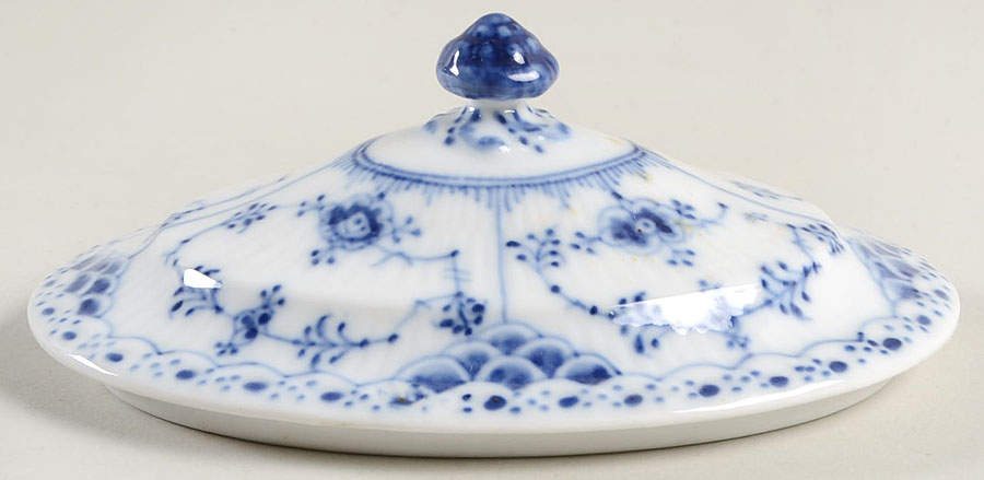 Blue Fluted Half Lace Border (No Trim) Lid for Sugar Bowl by Royal Copenhagen-1
