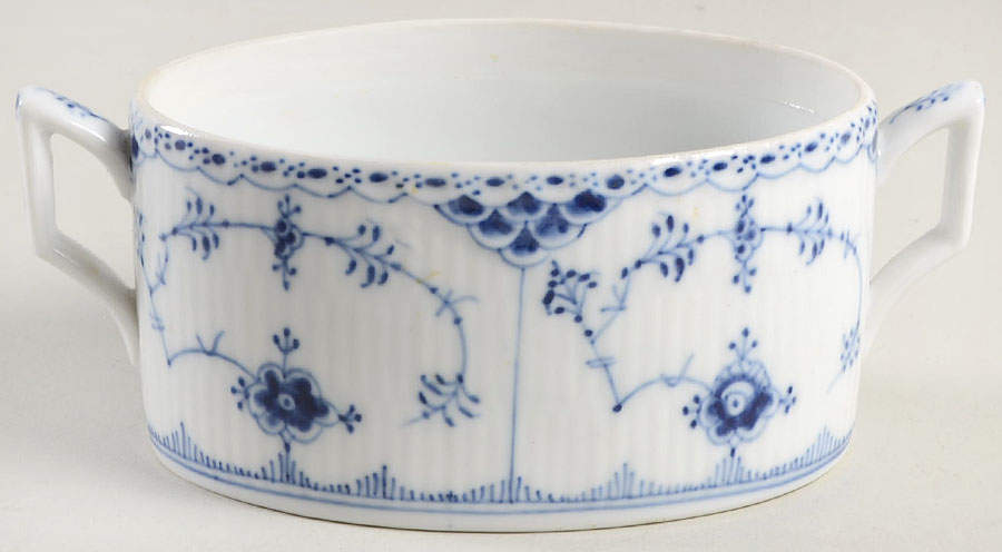 Blue Fluted Half Lace Border (No Trim) Sugar Bowl No Lid by Royal Copenhagen-1