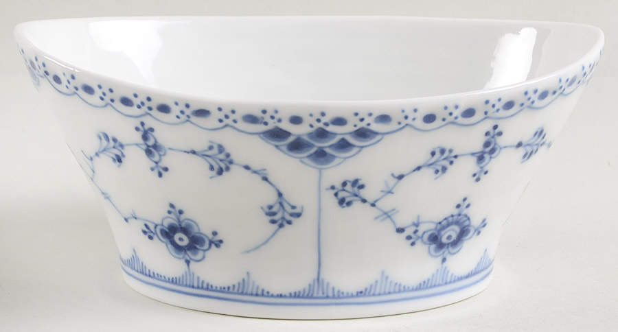 Blue Fluted Half Lace Border (No Trim) 5" Oval Bowl by Royal Copenhagen-1