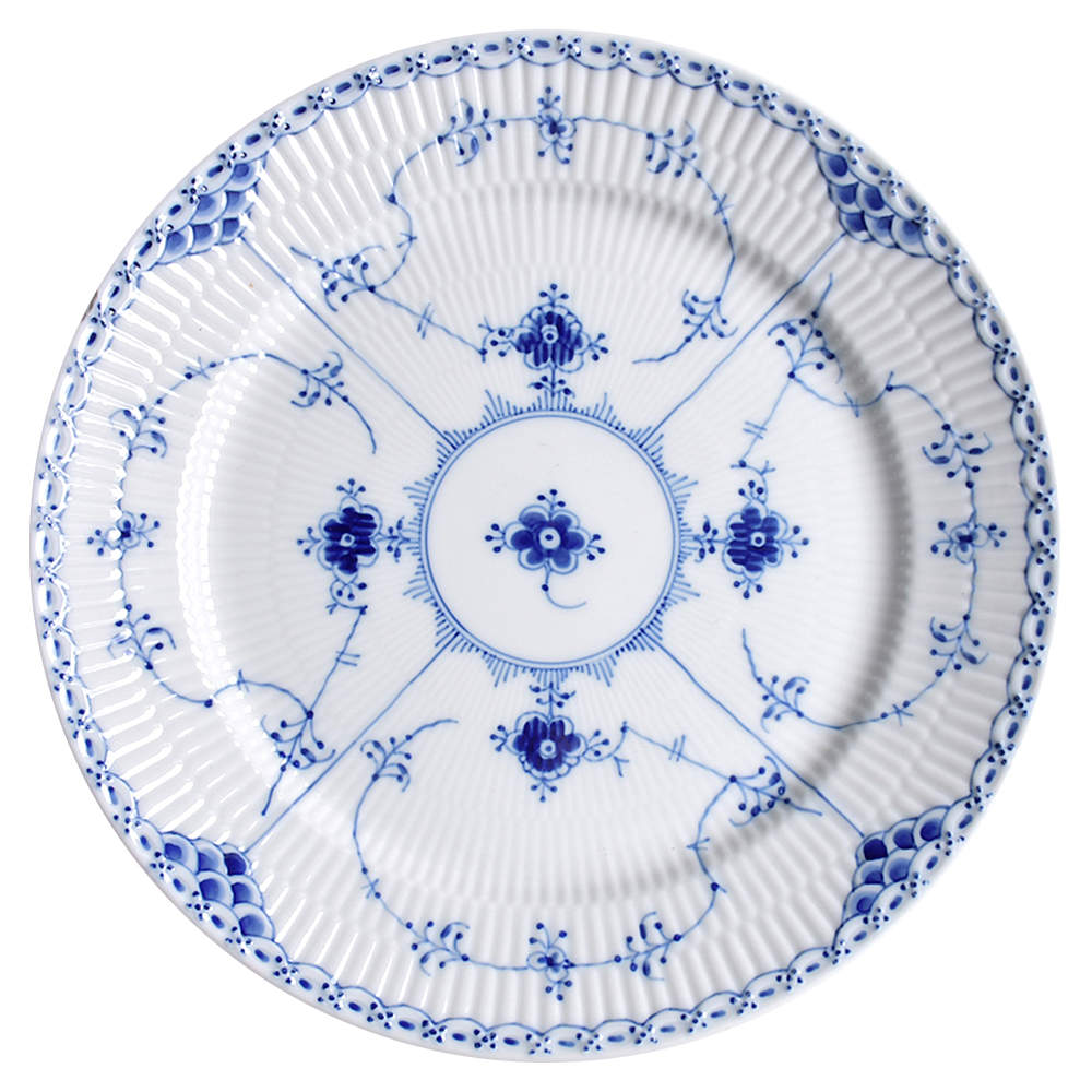 Blue Fluted Half Lace Border (No Trim) Dinner Plate by Royal Copenhagen-1