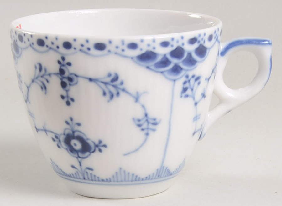 Blue Fluted Half Lace Border (No Trim) Flat Cup by Royal Copenhagen-1