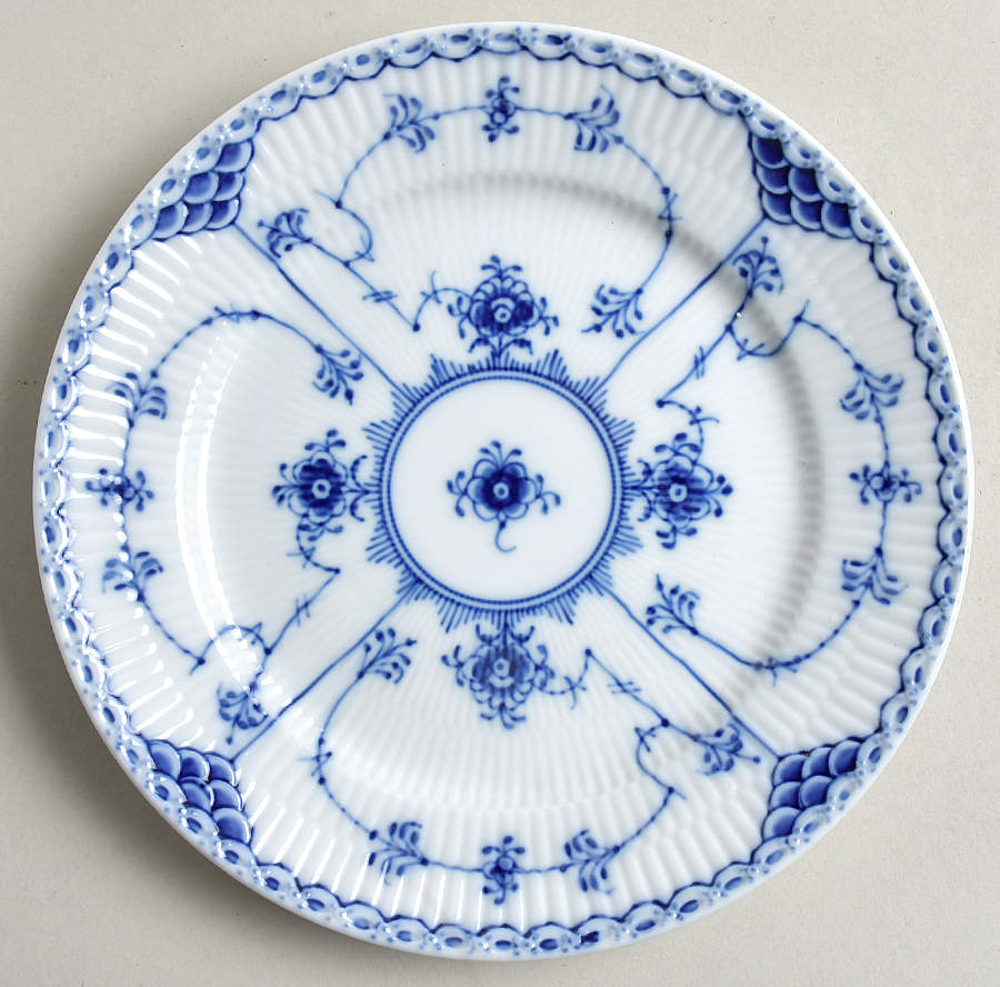 Blue Fluted Half Lace Border (No Trim) Salad/Dessert Plate by Royal Copenhagen-1