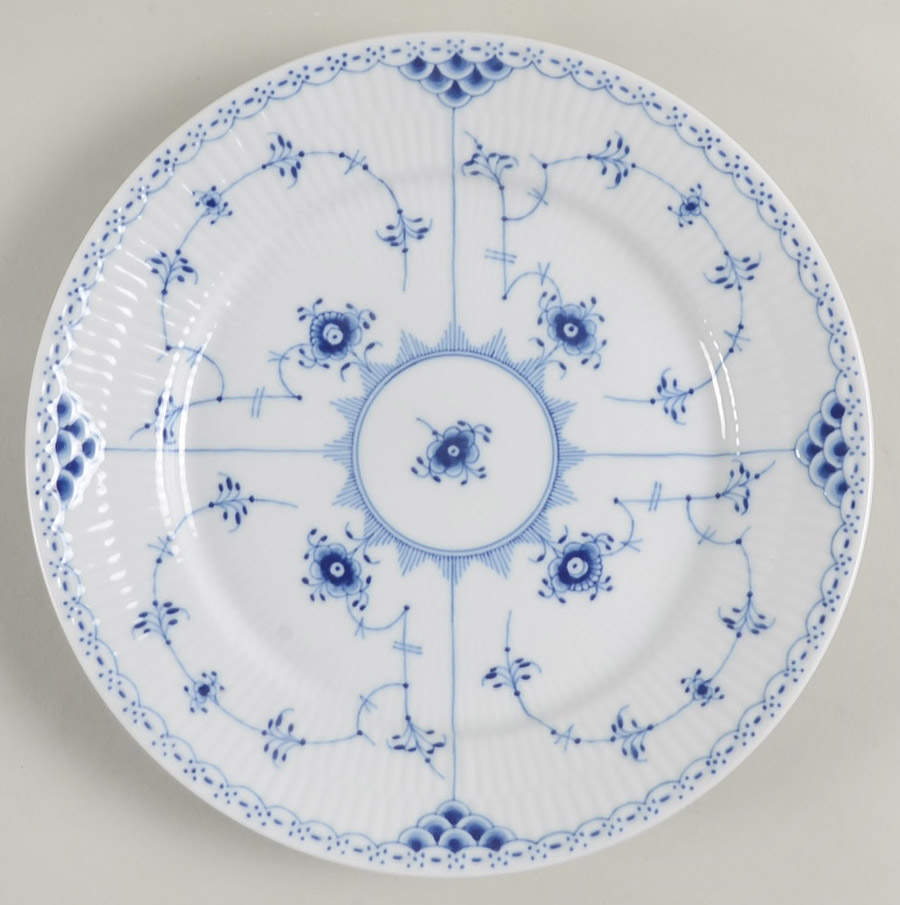 Blue Fluted Half Lace Border (No Trim) Luncheon Plate by Royal Copenhagen-1