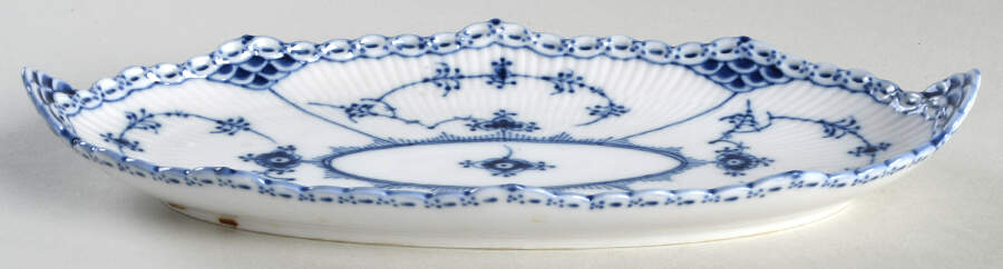 Blue Fluted Half Lace Border (No Trim) Pickle Dish by Royal Copenhagen-1