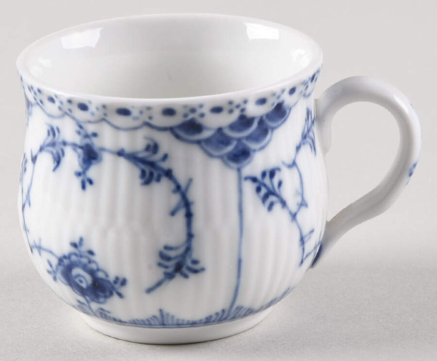 Blue Fluted Half Lace Border (No Trim) Mustard Jar No Lid by Royal Copenhagen-1