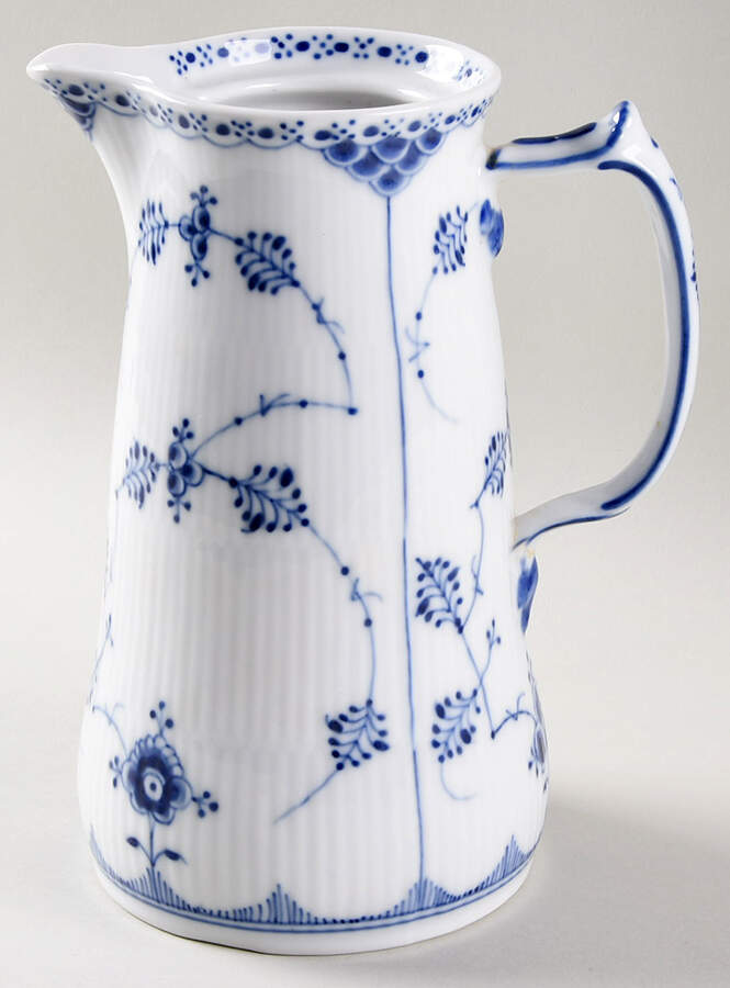 Blue Fluted Half Lace Border (No Trim) Chocolate Pot No Lid by Royal Copenhagen-1