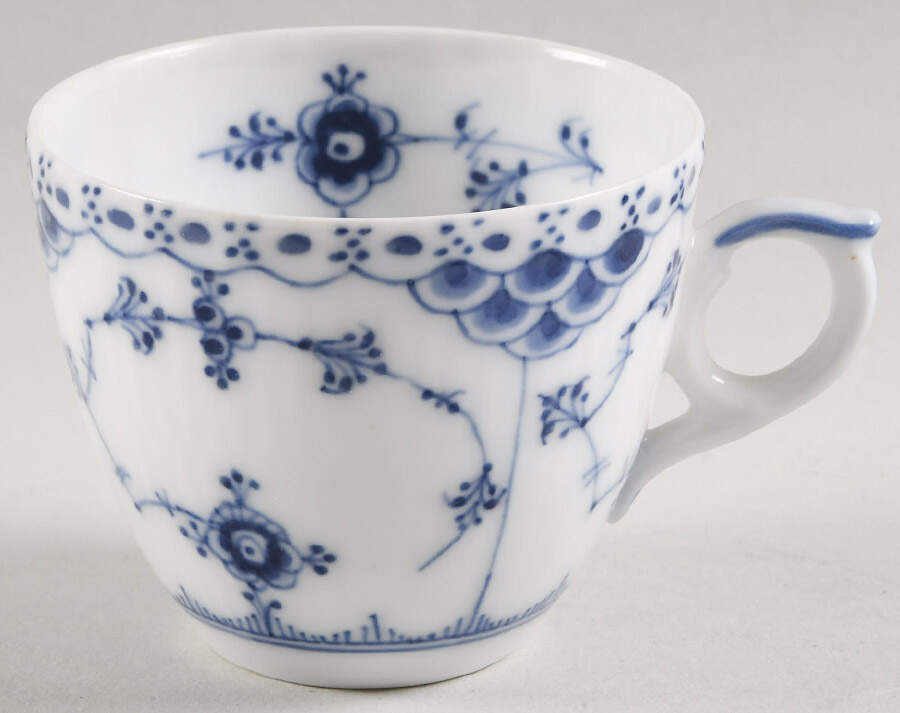 Blue Fluted Half Lace Border (No Trim) Flat Demitasse Cup by Royal Copenhagen-1