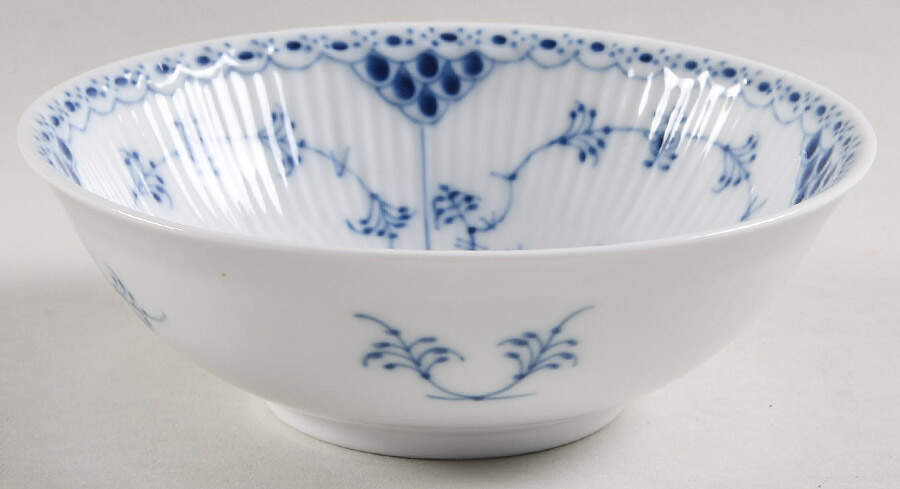 Blue Fluted Half Lace Border (No Trim) Coupe Cereal Bowl by Royal Copenhagen-1
