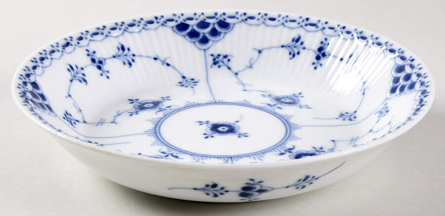 Blue Fluted Half Lace Border (No Trim) Coupe Soup Bowl by Royal Copenhagen-1