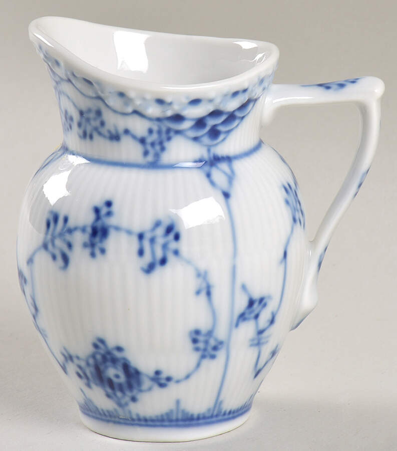 Blue Fluted Half Lace Border (No Trim) Mini Creamer by Royal Copenhagen-1