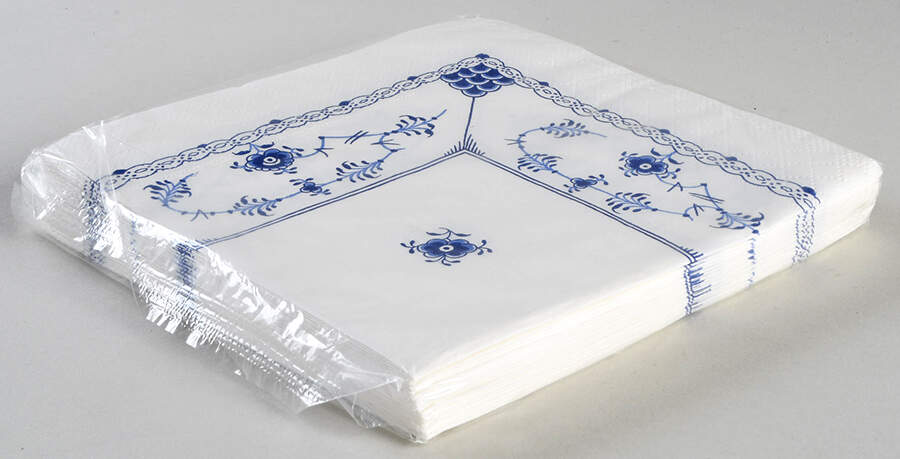 Blue Fluted Half Lace Border (No Trim) Package of Paper Dinner Napkins by Royal Copenhagen-1
