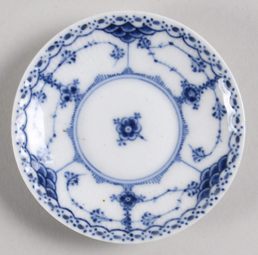Blue Fluted Half Lace Border (No Trim) Saucer for Flat Demitasse Cup by Royal Copenhagen-1