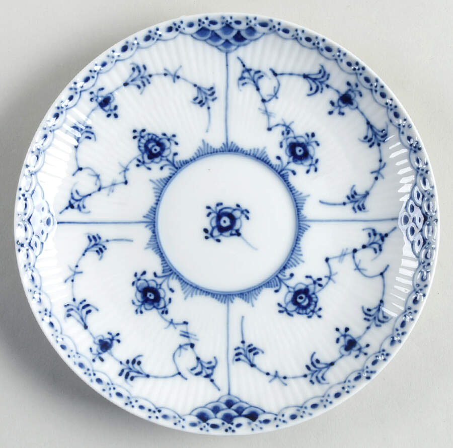 Blue Fluted Half Lace Border (No Trim) Saucer for Flat Cream Soup Bowl by Royal Copenhagen-1