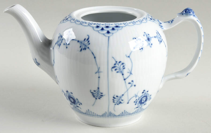 Blue Fluted Half Lace Border (No Trim) Small Teapot No Lid by Royal Copenhagen-1