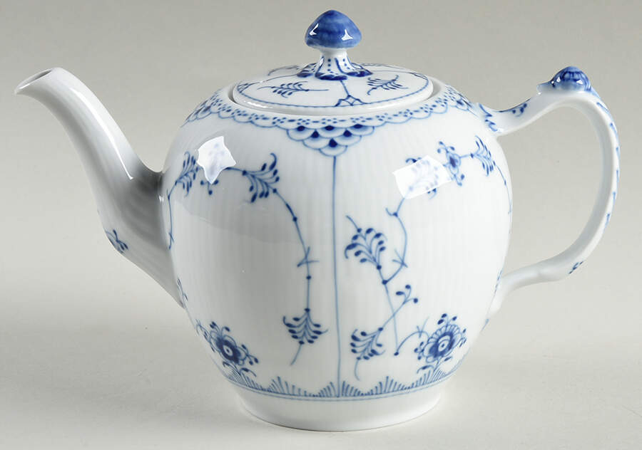 Blue Fluted Half Lace Border (No Trim) Small Teapot & Lid by Royal Copenhagen-1