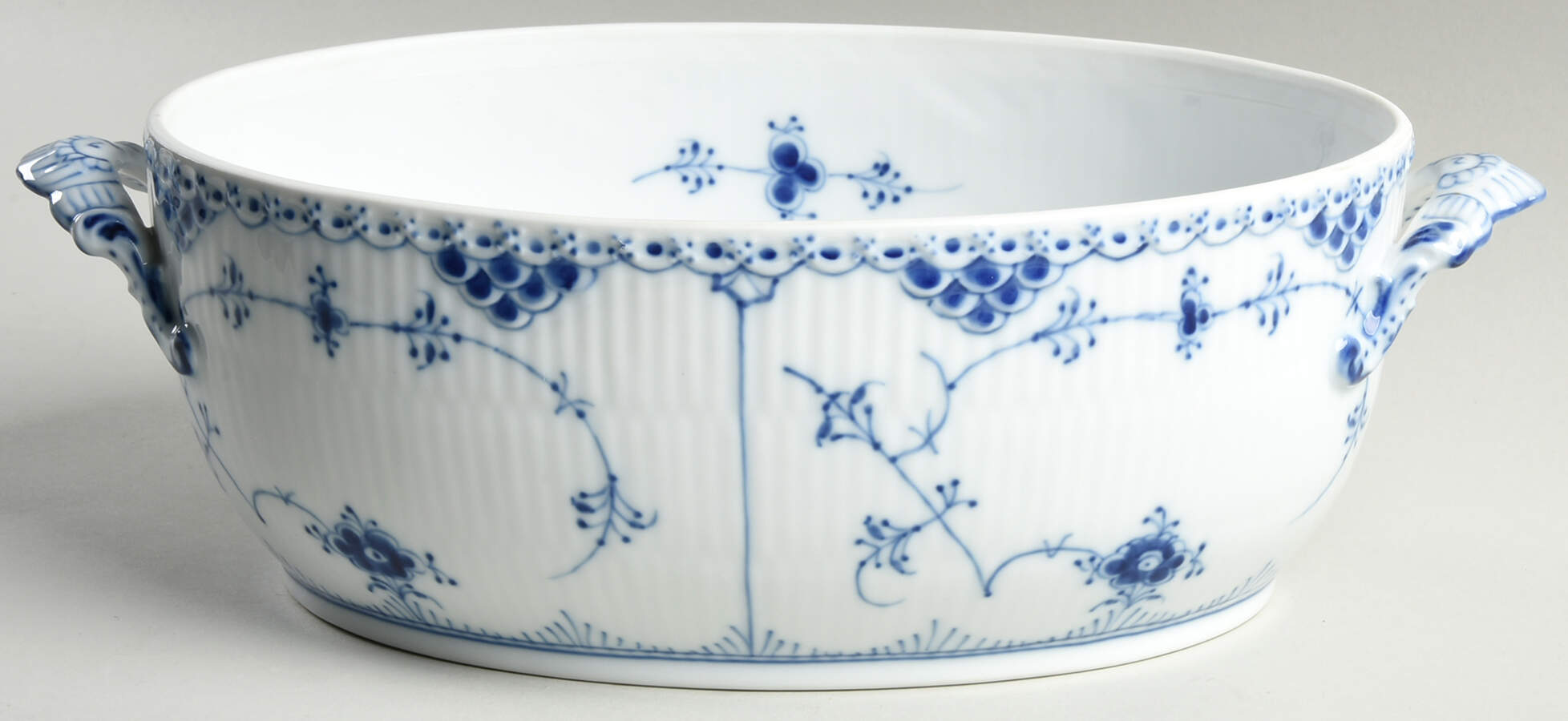 Blue Fluted Half Lace Border (No Trim) Tureen No Lid by Royal Copenhagen-1