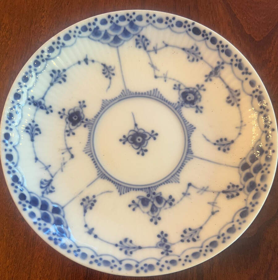 Blue Fluted Half Lace Border (No Trim) Saucer for Flat Cup by Royal Copenhagen-1