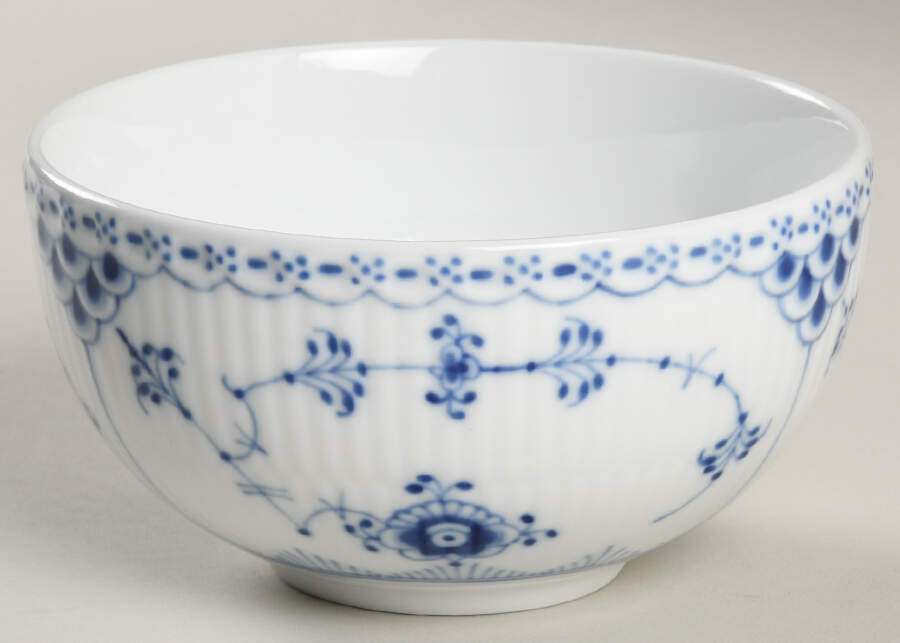 Blue Fluted Half Lace Border (No Trim) Rice Bowl by Royal Copenhagen-1