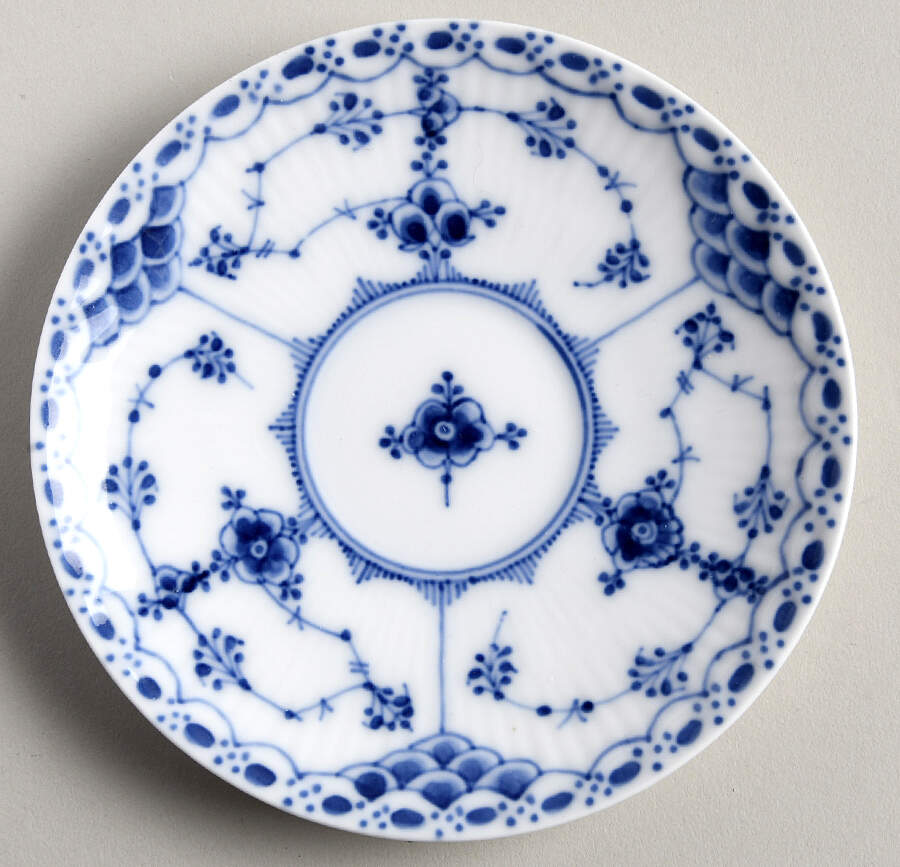 Blue Fluted Half Lace Border (No Trim) Saucer for Flat Cup by Royal Copenhagen-1
