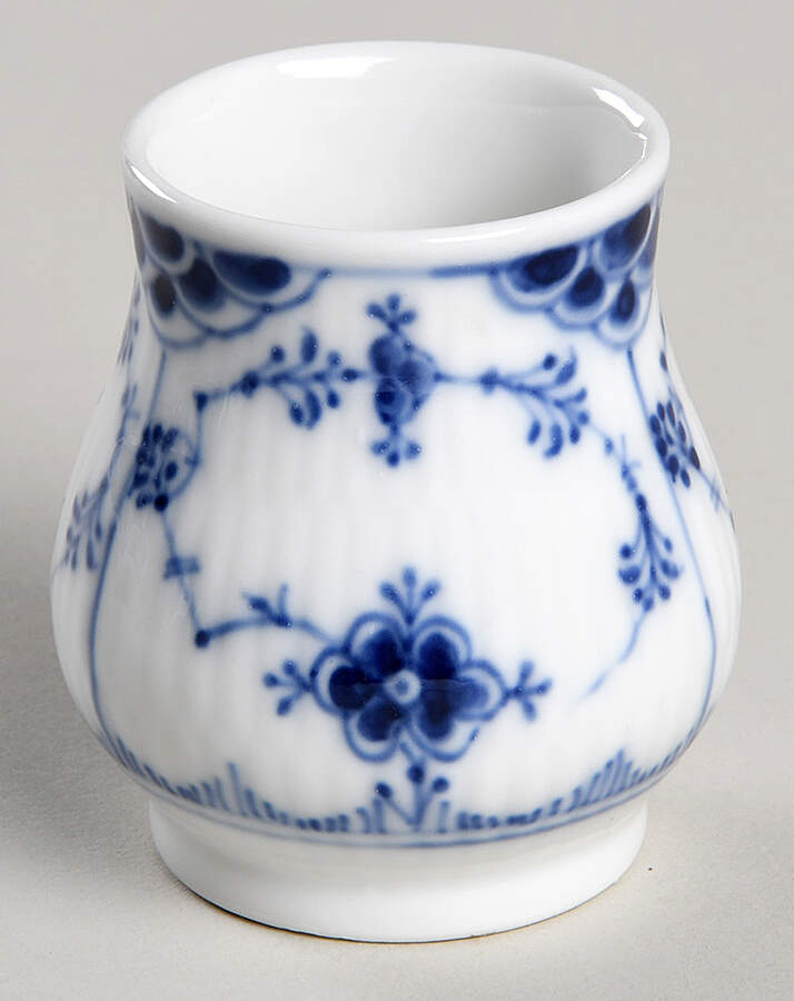 Blue Fluted Half Lace Border (No Trim) Mustard Jar No Lid by Royal Copenhagen-1