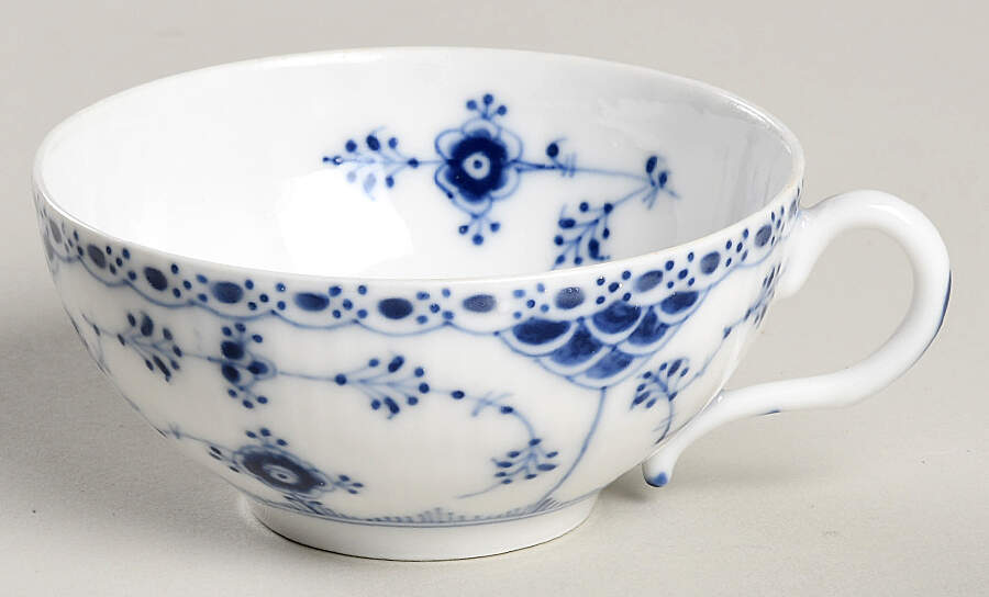 Blue Fluted Half Lace Border (No Trim) Flat Cup by Royal Copenhagen-1