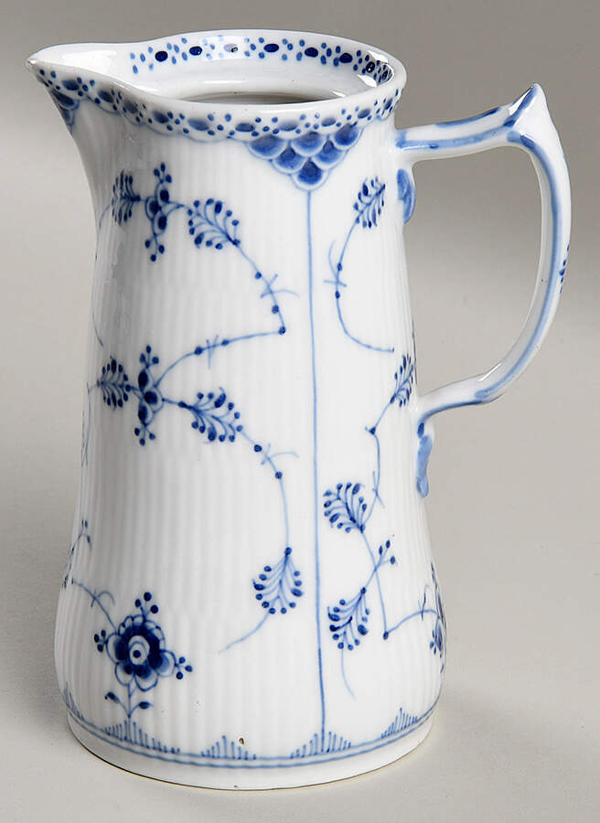 Blue Fluted Half Lace Border (No Trim) Individual Coffee Pot No Lid by Royal Copenhagen-1