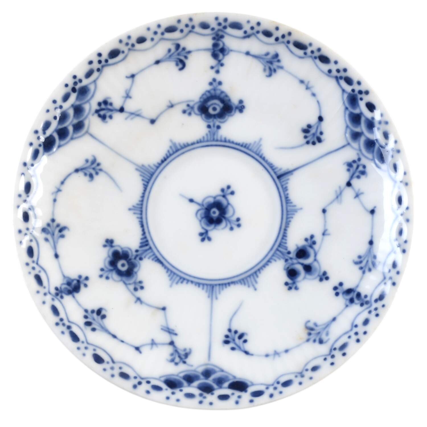 Blue Fluted Half Lace Border (No Trim) Saucer for Flat Cup by Royal Copenhagen-1