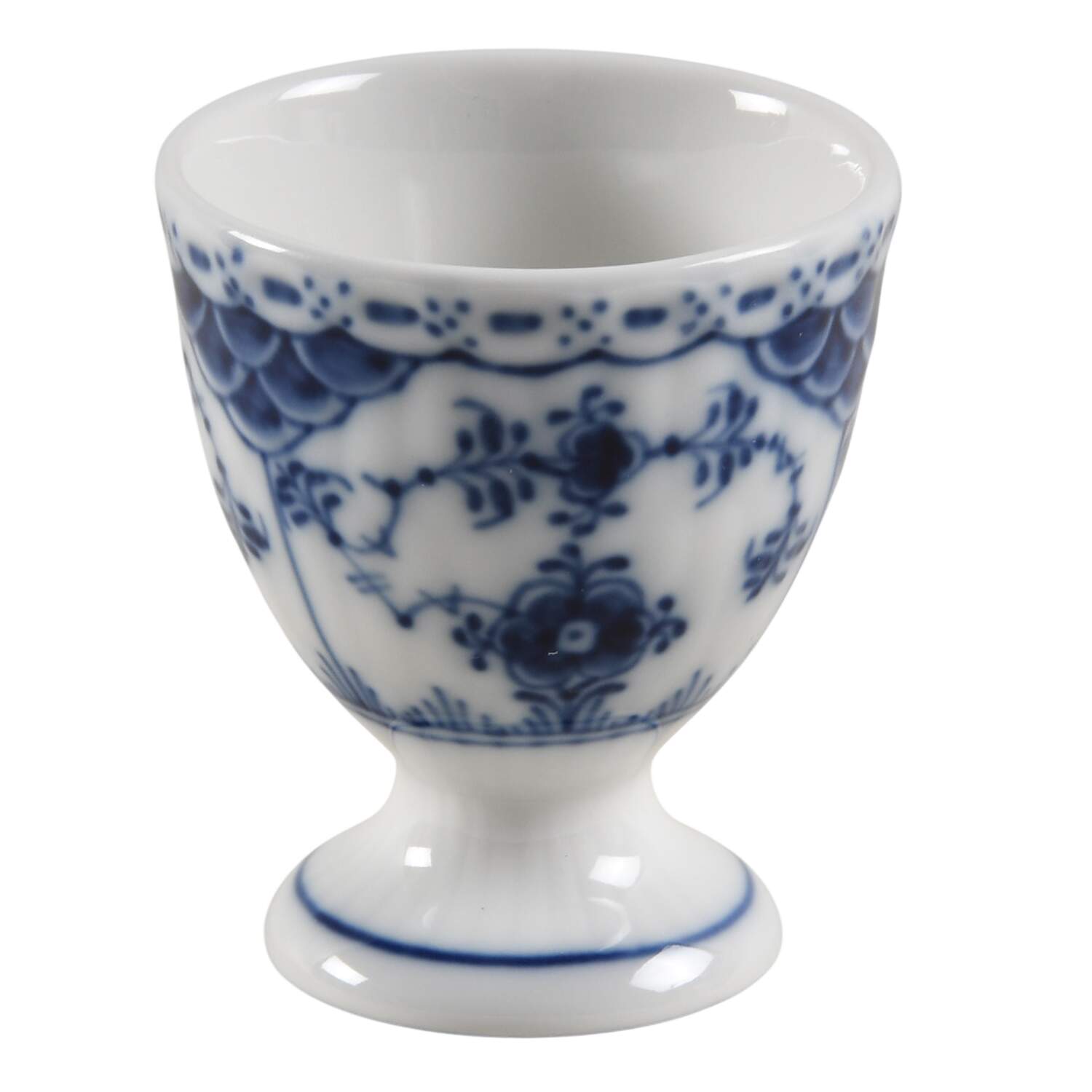 Blue Fluted Half Lace Border (No Trim) Single Egg Cup by Royal Copenhagen-1