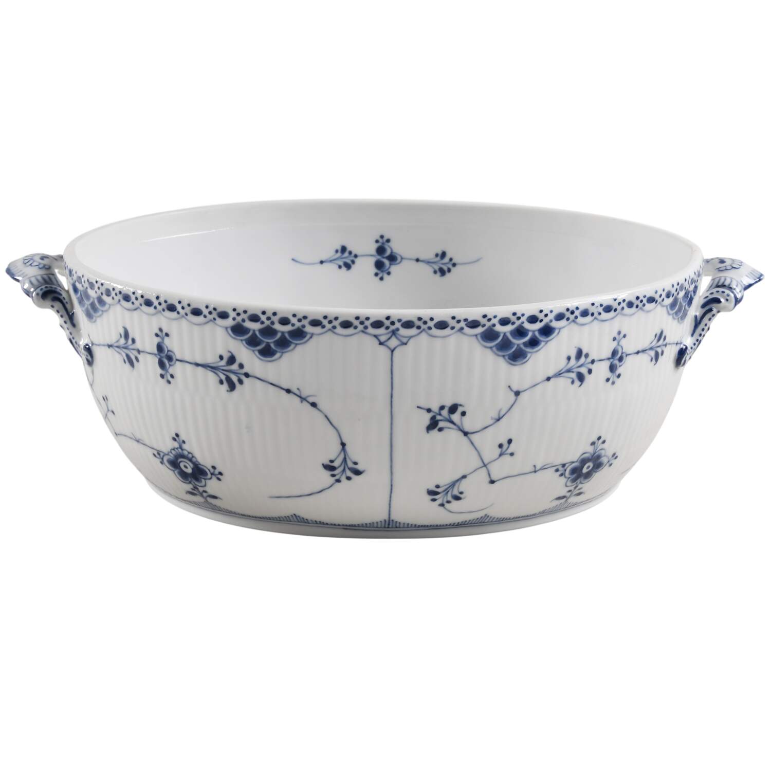 Blue Fluted Half Lace Border (No Trim) Oval Tureen No Lid by Royal Copenhagen-1