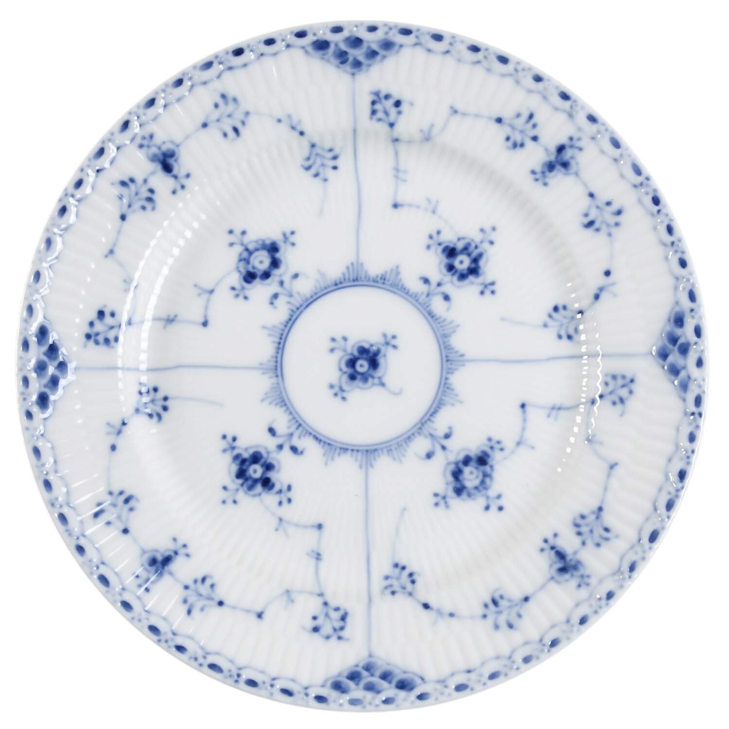 Blue Fluted Half Lace Border (No Trim) Salad Plate by Royal Copenhagen-1