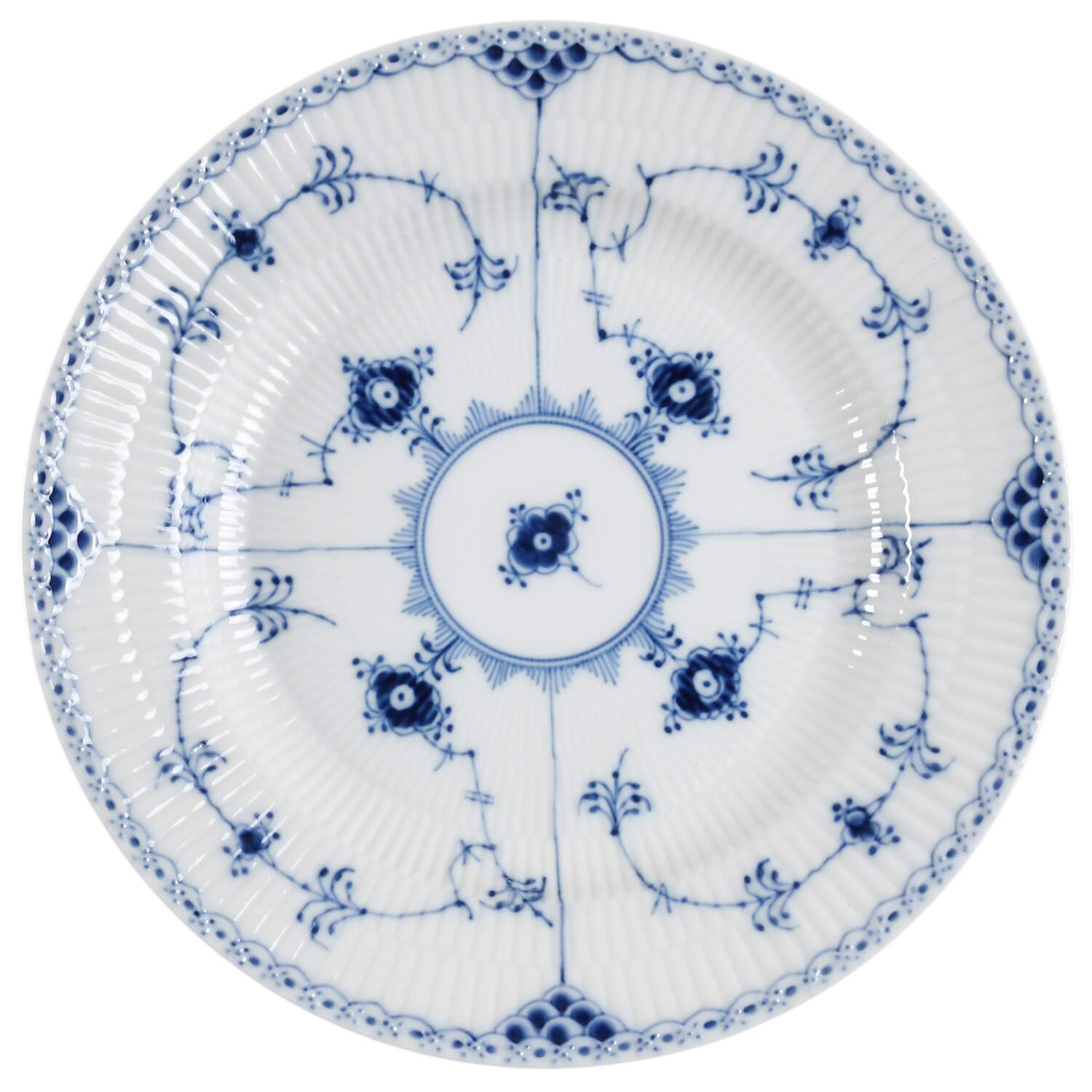 Blue Fluted Half Lace Border (No Trim) Dinner Plate by Royal Copenhagen-1