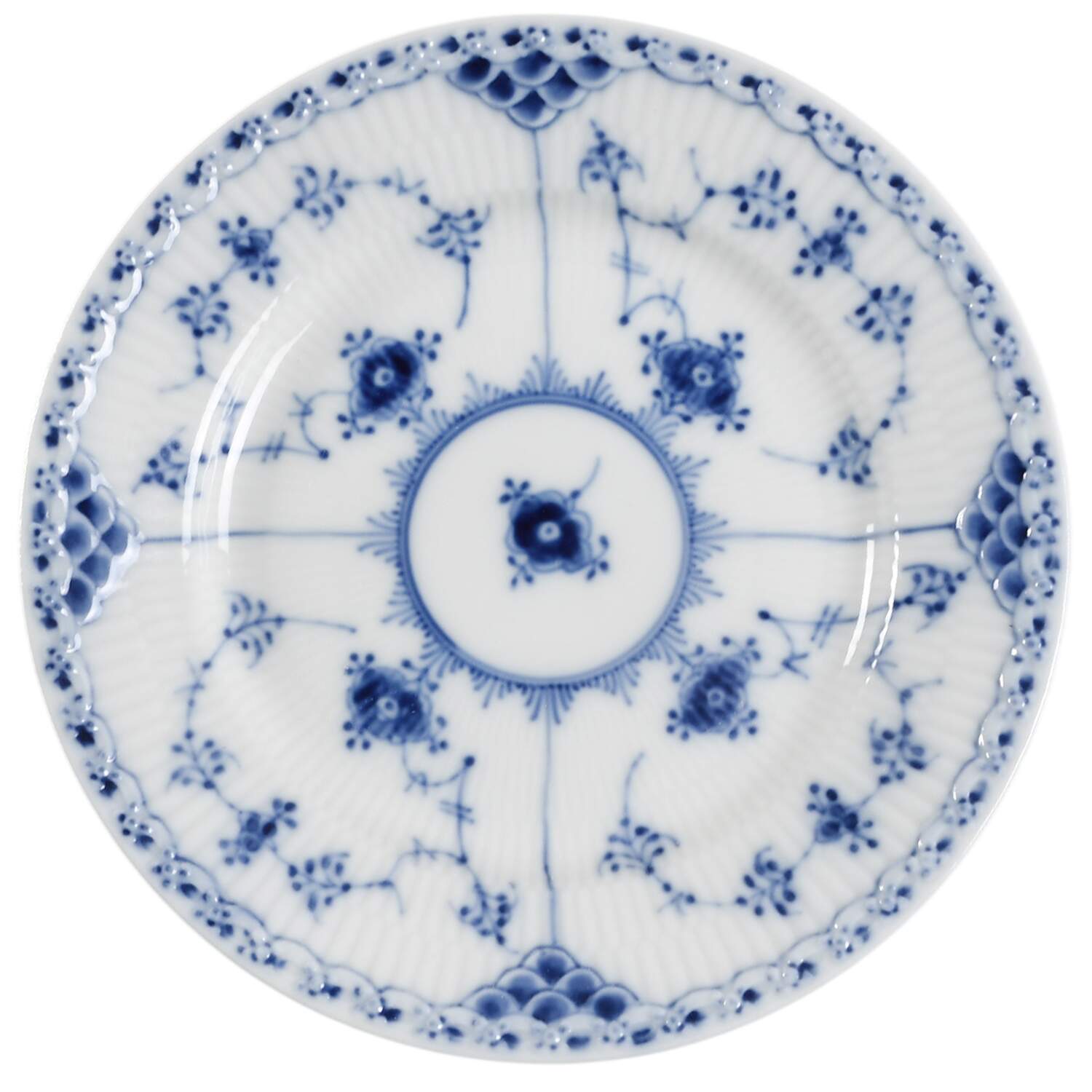 Blue Fluted Half Lace Border (No Trim) Bread & Butter Plate by Royal Copenhagen-1