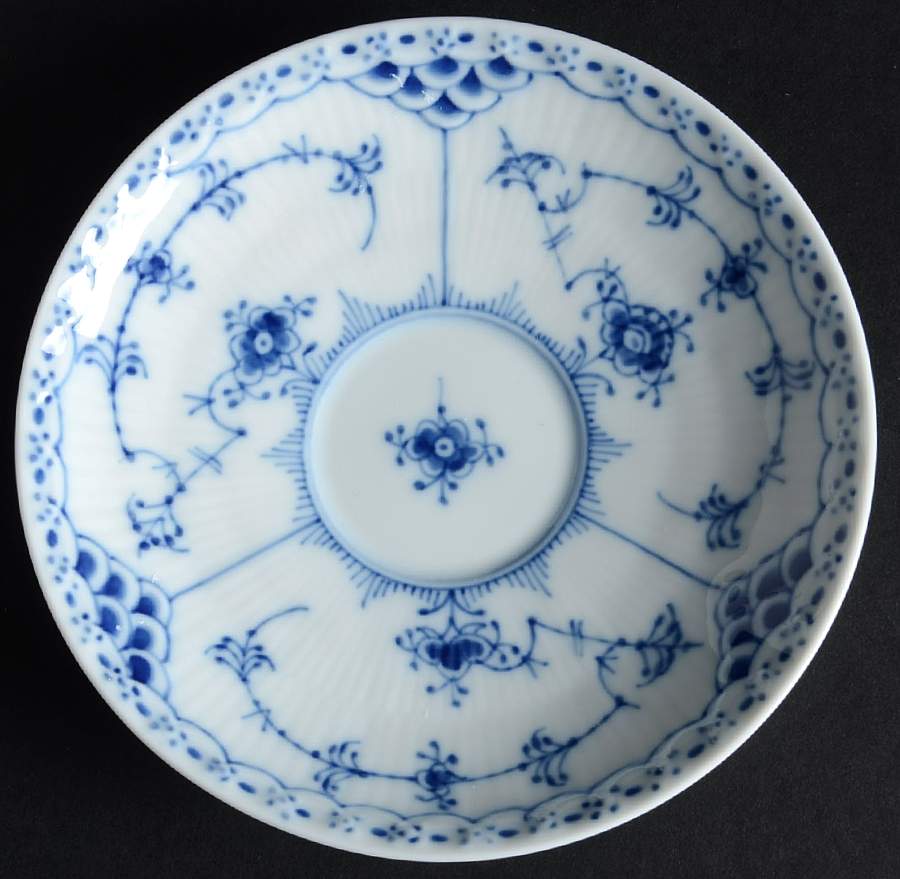 Blue Fluted Half Lace Border (No Trim) Saucer for Large Flat Cup by Royal Copenhagen-1
