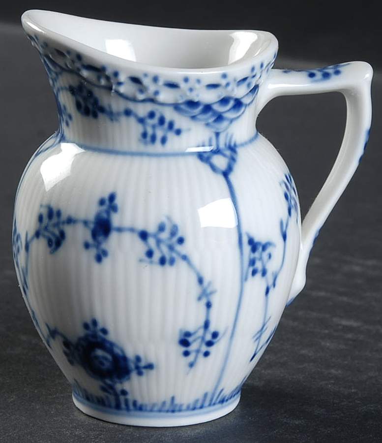 Blue Fluted Half Lace Border (No Trim) Mini Creamer by Royal Copenhagen-1