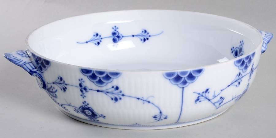 Blue Fluted Half Lace Border (No Trim) Round Vegetable No Lid by Royal Copenhagen-1