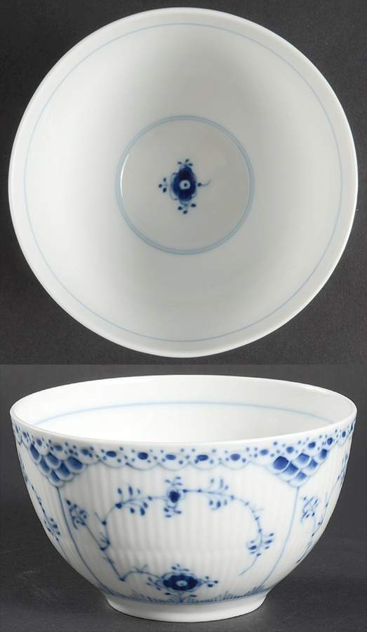 Blue Fluted Half Lace Border (No Trim) Cranberry Bowl by Royal Copenhagen-1