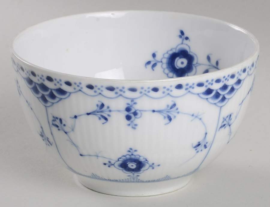 Blue Fluted Half Lace Border (No Trim) Cranberry Bowl by Royal Copenhagen-1